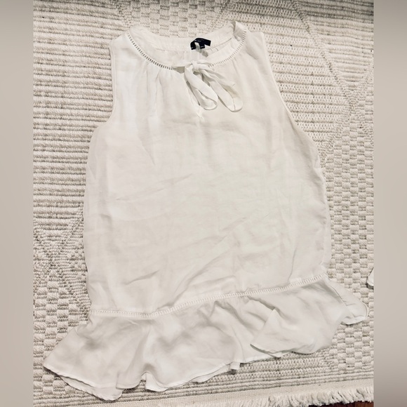 Joe's Jeans Ivory Sleeveless Ruffle Blouse - Picture 3 of 7